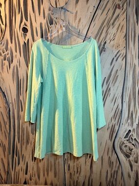 [FLAW] Cut Loose Sage Green Scoop Neck Tunic Cotton Linen L